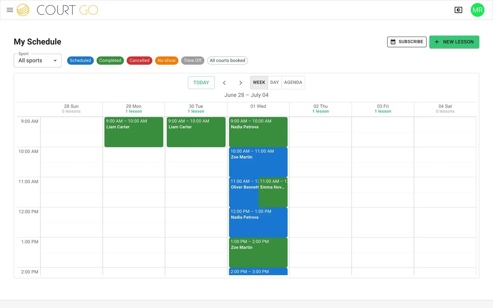 Coach Schedule
